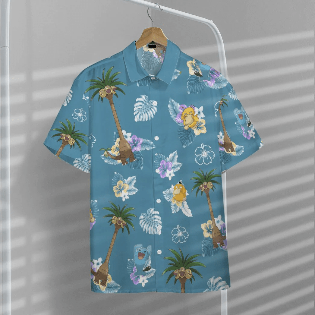 Pokemon Trendy Hawaiian Shirt Tropical Alolan Exeggutor Hawaii Shirt Pokemon