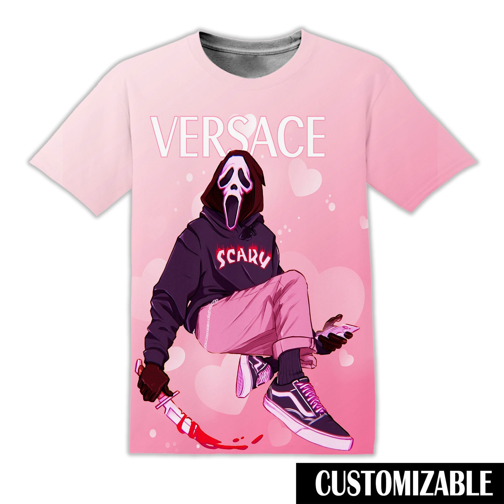 Custom Logo VSC Halloween Gift For Ghostface Fan Funny Ghostface Wears Sneaker Horror Movie VN Adult And Kid Tshirt HG