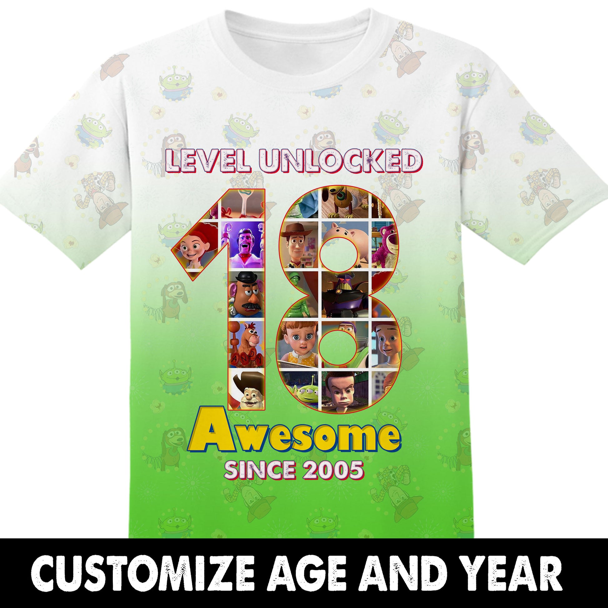 Birthday Gifts Level Unlocked Custom Age and Year Toy Story Tshirt Adult And Kid Tshirt