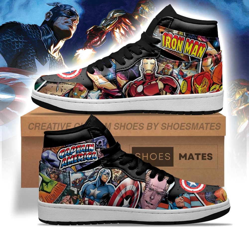 The Avengers Ironman x Captain America AJ1 High Top Shoes