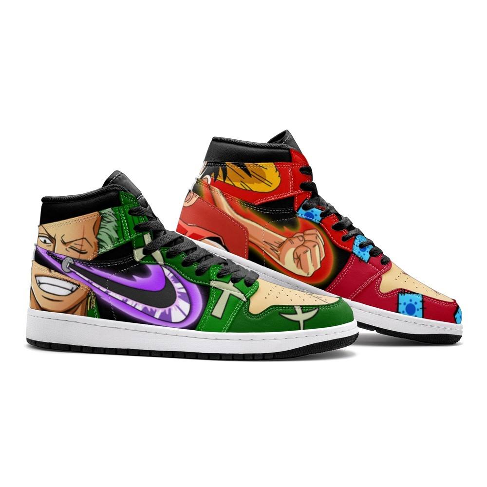 Zoro And Luffy One Piece Air Jordan 1 High Top Shoes - Shoesmates