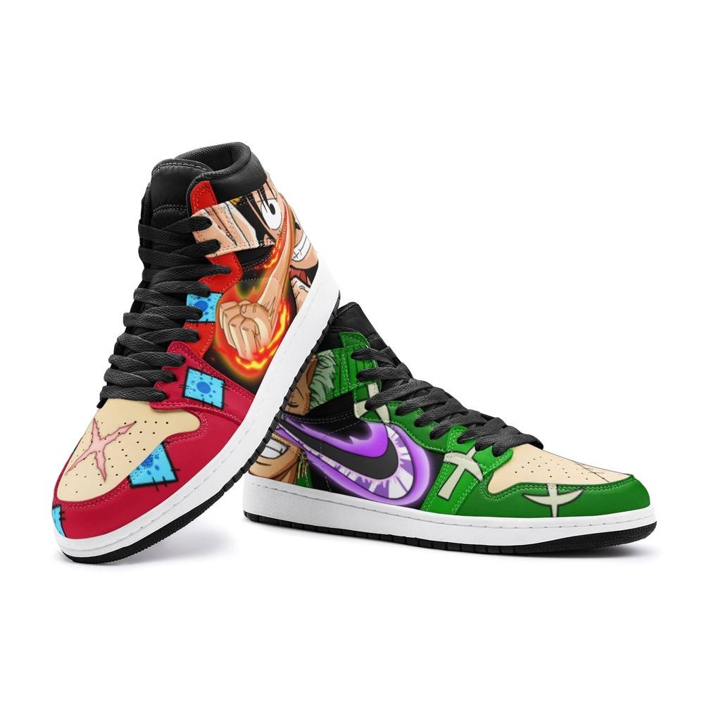 Zoro And Luffy One Piece Air Jordan 1 High Top Shoes - Shoesmates