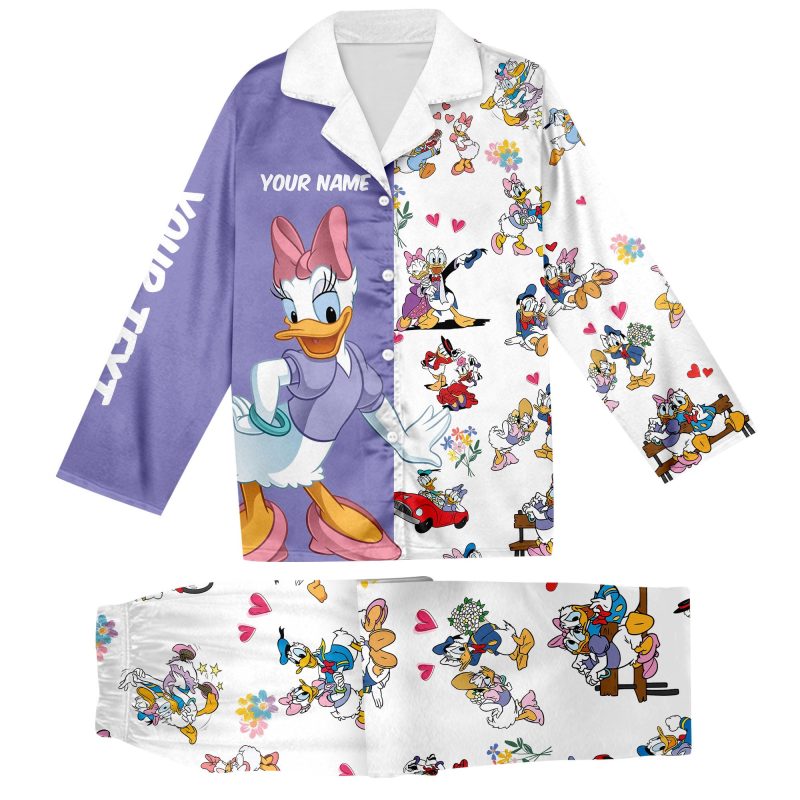 Donald and Daisy Couple Custom Name 3D Pajamas - Image 3