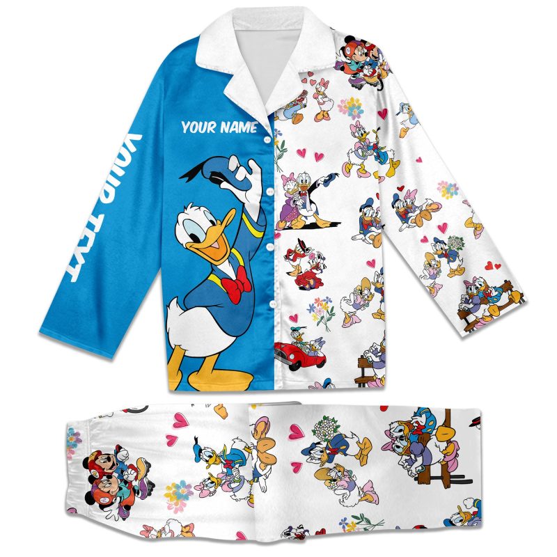 Donald and Daisy Couple Custom Name 3D Pajamas - Image 2