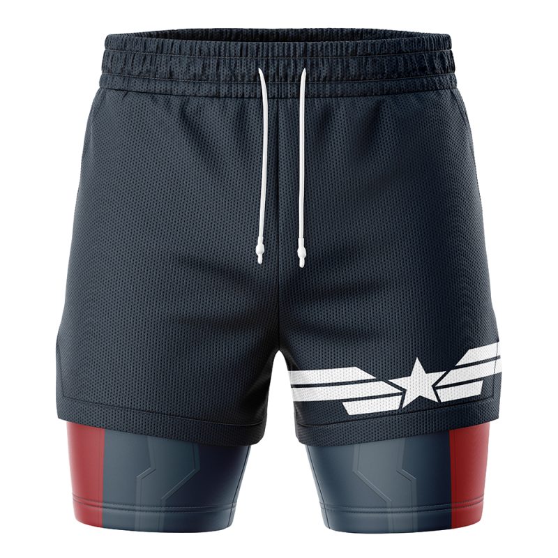 Foxnfish Captain America Marvel Comics 2-in-1 Performance Shorts - Image 2