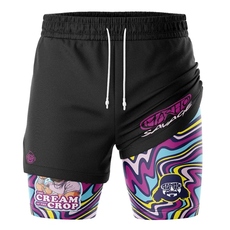 Foxnfish The Cream of the Crop Trippy Randy Savage 2-in-1 Performance Shorts - Image 3