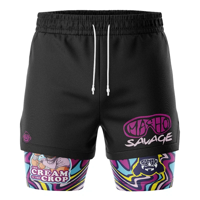 Foxnfish The Cream of the Crop Trippy Randy Savage 2-in-1 Performance Shorts - Image 2