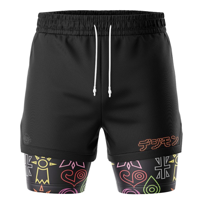 Foxnfish Crest Symbol Digimon 2-in-1 Performance Shorts - Image 2