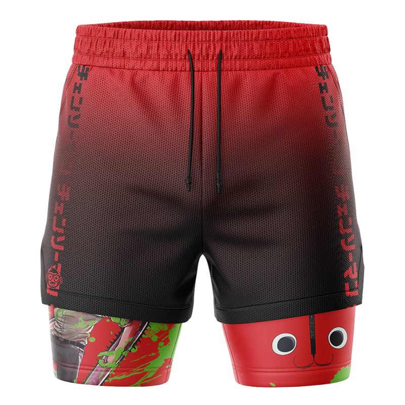 Foxnfish Denji Chainsaw Man 2-in-1 Performance Shorts - Image 2