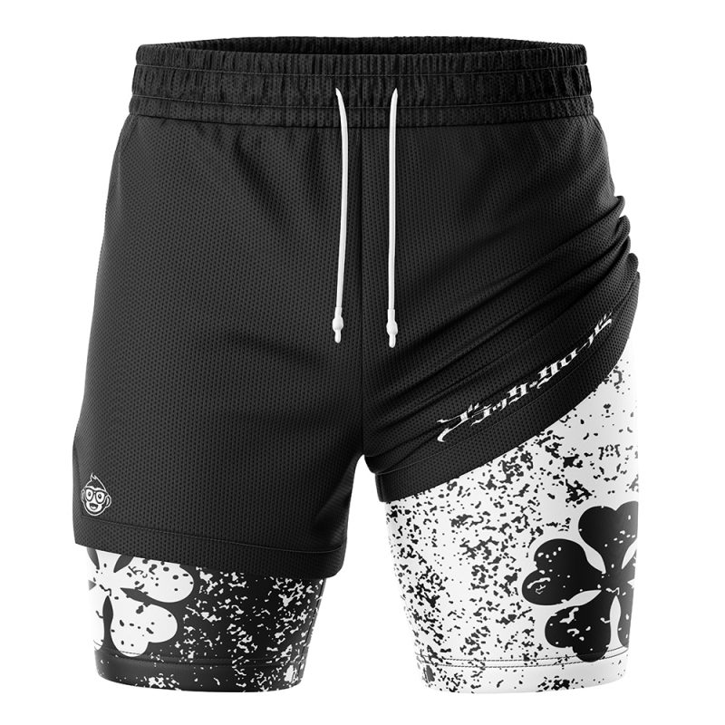 Foxnfish Five Leaf Clover Black Clover 2-in-1 Performance Shorts - Image 3