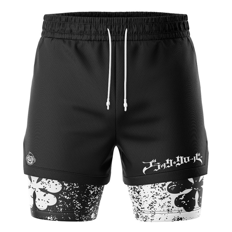 Foxnfish Five Leaf Clover Black Clover 2-in-1 Performance Shorts - Image 2