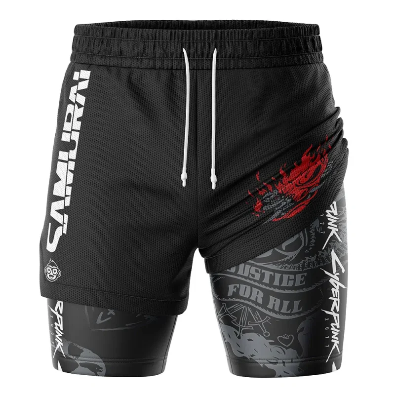 Foxnfish John Silverhand Cyberpunk 2077 2-in-1 Performance Shorts - Image 2