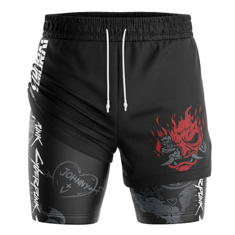 Foxnfish John Silverhand Cyberpunk 2077 2-in-1 Performance Shorts - Image 3