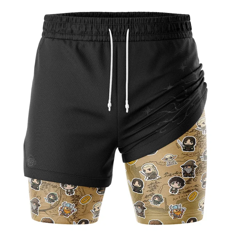 Foxnfish Chibi Fellowship of the Ring Lord of the Rings 2-in-1 Performance Shorts - Image 3