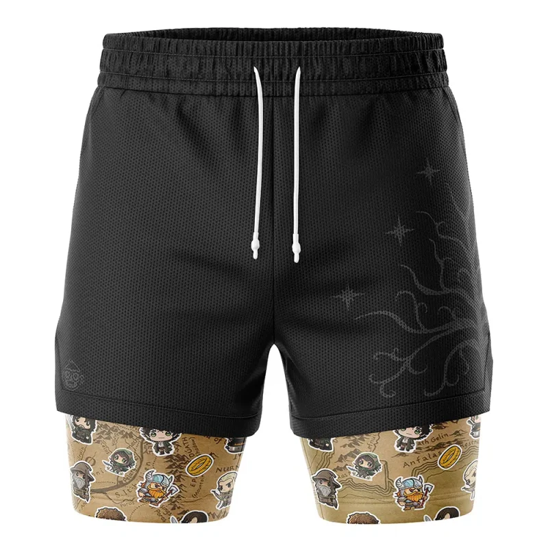 Foxnfish Chibi Fellowship of the Ring Lord of the Rings 2-in-1 Performance Shorts - Image 2