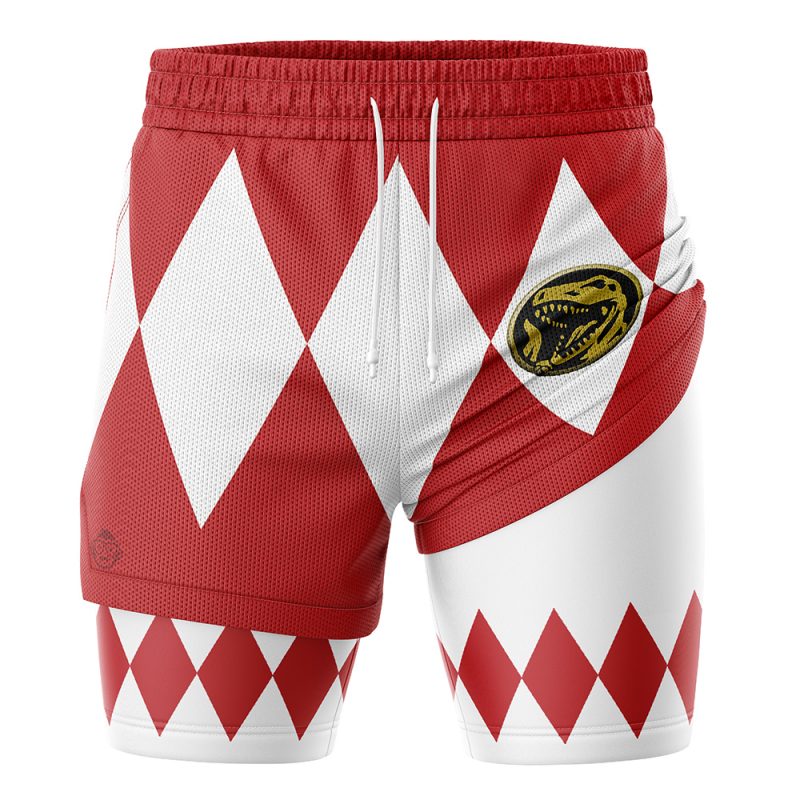 Foxnfish Red Ranger Mighty Morphin Power Rangers 2-in-1 Performance Shorts - Image 2