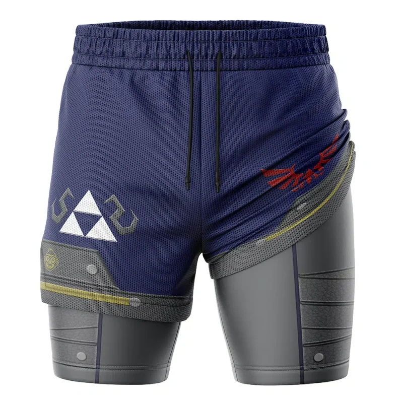 Foxnfish Shield Style Legend of Zelda 2-in-1 Performance Shorts - Image 2