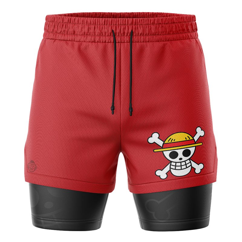 Foxnfish Straw Hats Luffy OP 2-in-1 Performance Shorts - Image 2