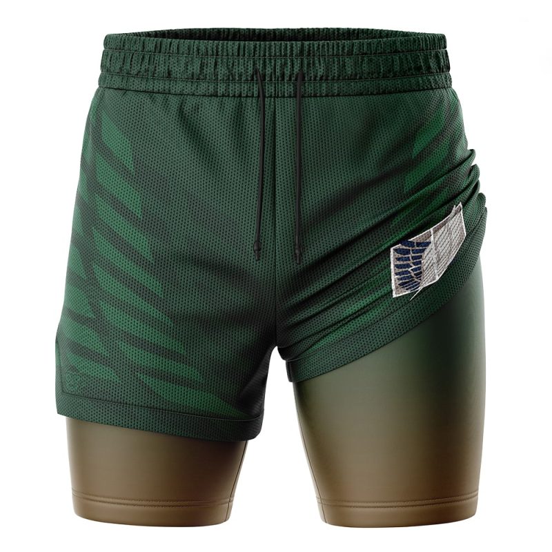 Foxnfish Survey Corps Attack on Titan 2-in-1 Performance Shorts - Image 2