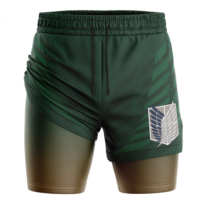 Foxnfish Survey Corps Attack on Titan 2-in-1 Performance Shorts - Image 3