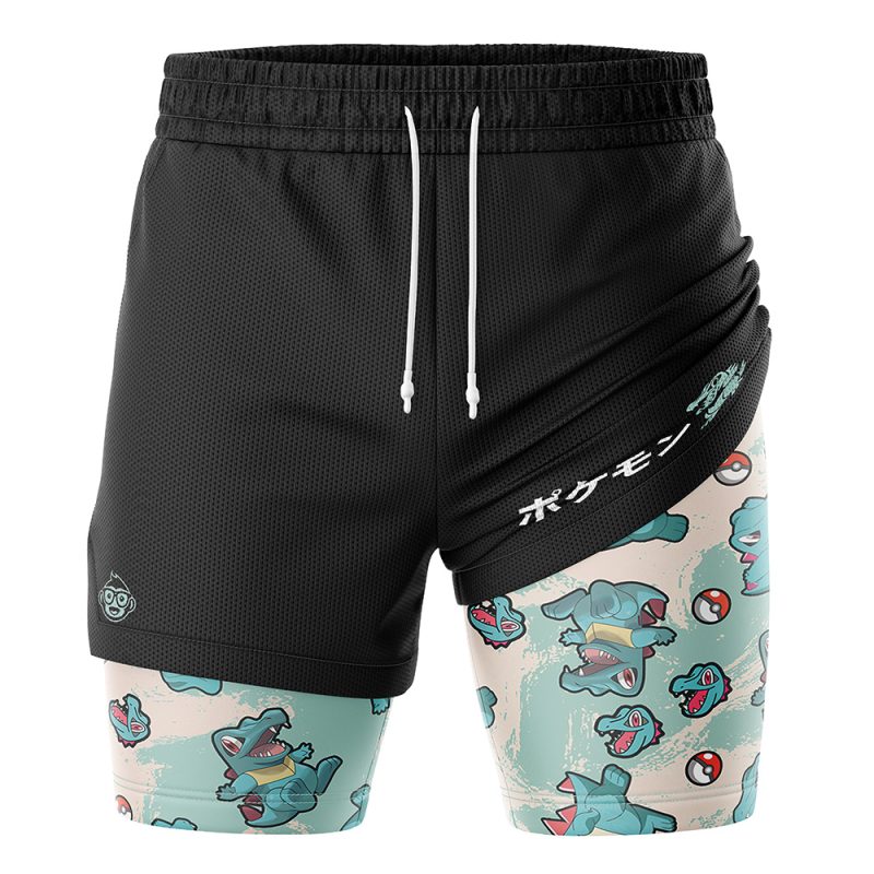 Foxnfish Totodile Pokemon 2-in-1 Performance Shorts - Image 3